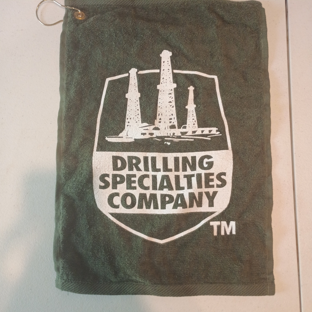 Drilling Specialties Company Logo Golf Towel in Dark Green